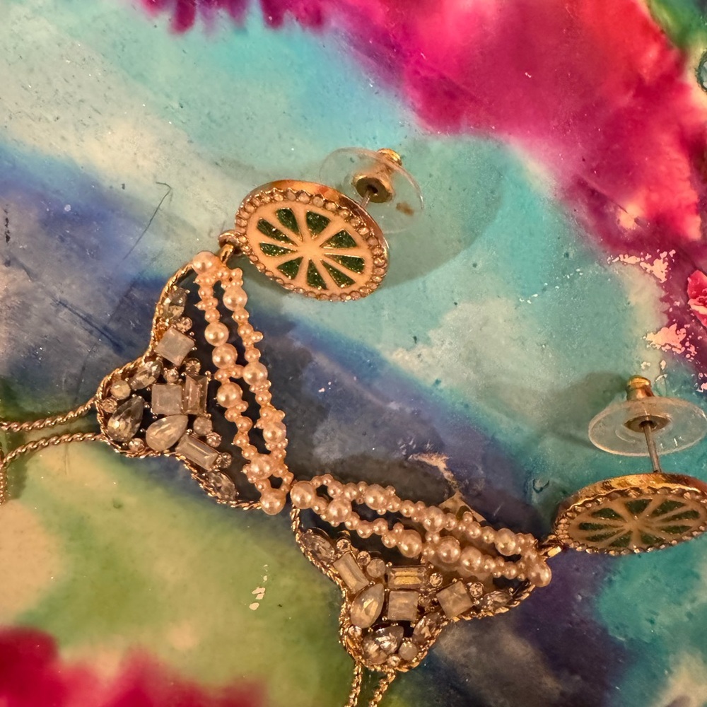 Sassy Gold and  Green Beaded Daiquiri Earrings
